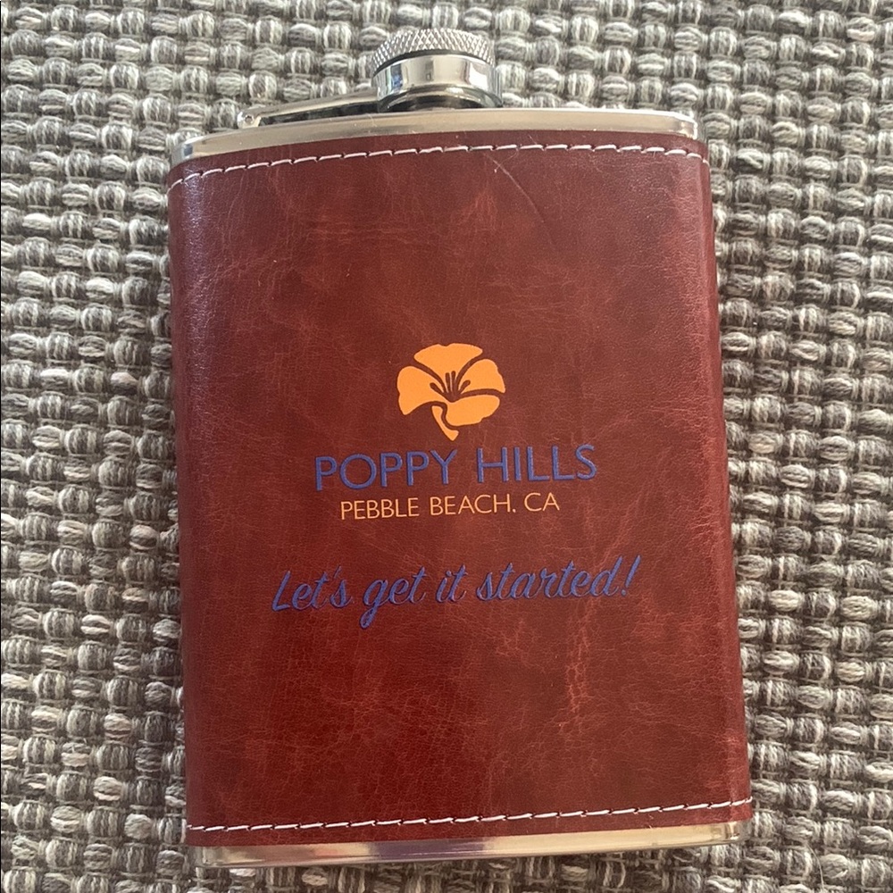 Pebble Beach Brown Leather Accent flask